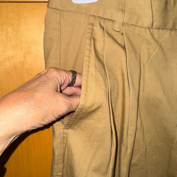 Tan Wide-Leg Cuffed Trousers - Picture 3 of 8